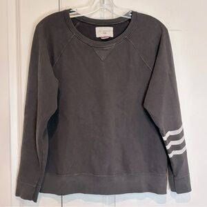 Sol Angeles Gray Coastal Waves Sleeve Stripe Pullover Sweatshirt M